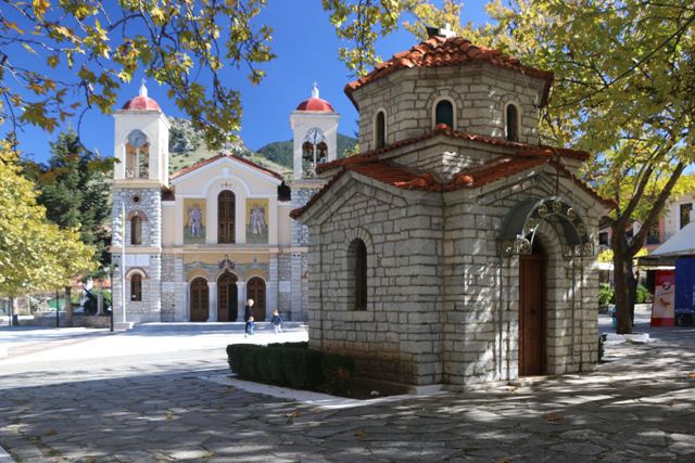 Kalavrita - Cathedral and chapel in the main square